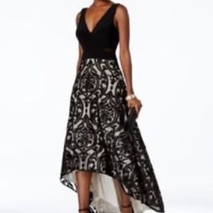 Xscape Women's Hi Lo Dress with Velvet Detail